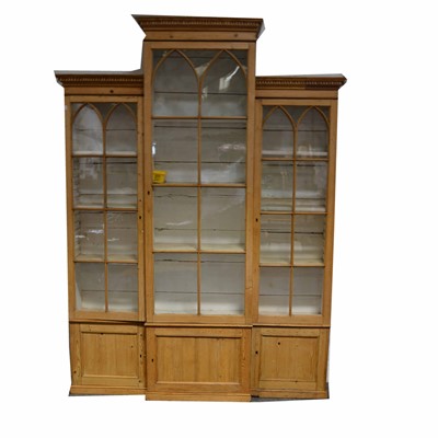 Lot 755 - Pine breakfront bookcase