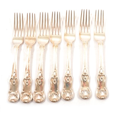 Lot 398 - Set of seven Scottish silver table forks