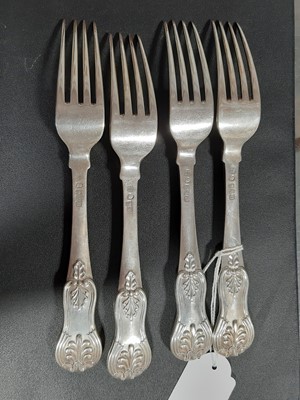 Lot 398 - Set of seven Scottish silver table forks