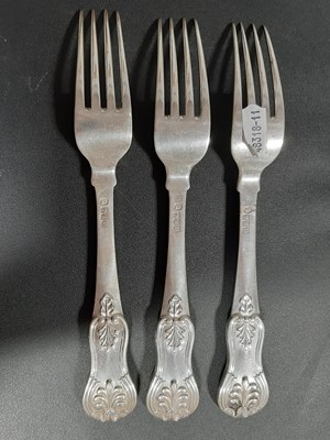 Lot 398 - Set of seven Scottish silver table forks