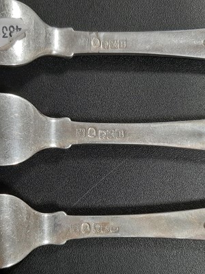 Lot 398 - Set of seven Scottish silver table forks