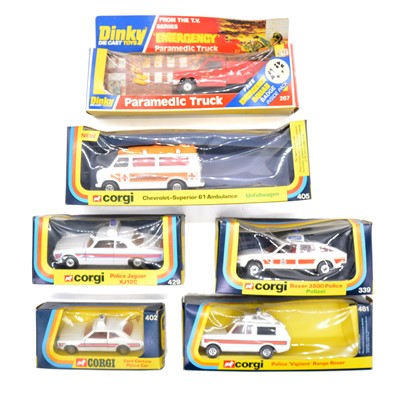 Lot 166 - Six Corgi and Dinky die-cast models, all boxed.