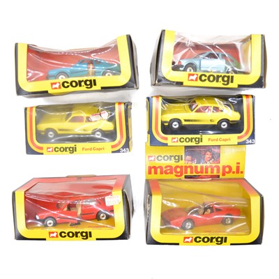 Lot 51 - Six Corgi Toys die-cast models including two ref 343 Ford Capri