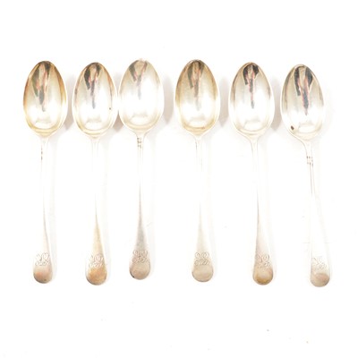 Lot 407 - Set of six Victorian silver teaspoons