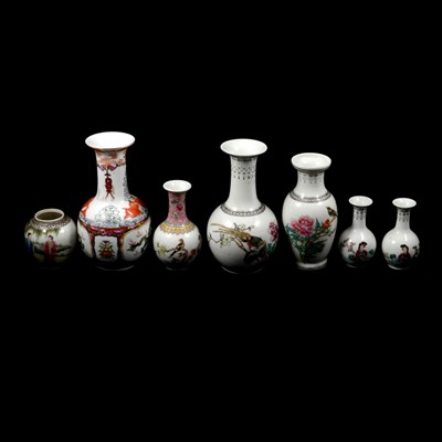 Lot 67 - Seven Chinese porcelain vases, Republic style
