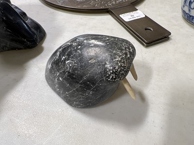 Lot 93 - Two inuit carved green stone models