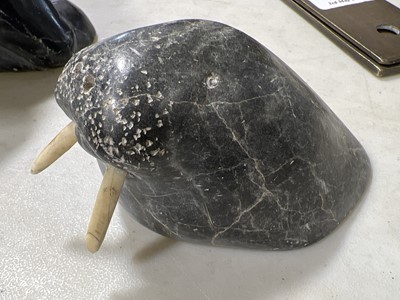 Lot 93 - Two inuit carved green stone models