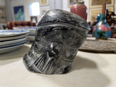 Lot 93 - Two inuit carved green stone models