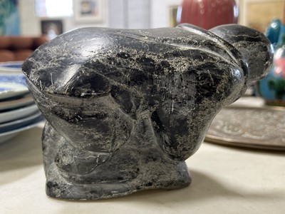 Lot 93 - Two inuit carved green stone models