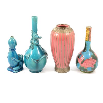 Lot 91 - Four Chinese earthenware teapots and four vases