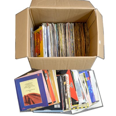 Lot 157 - One box of mostly Pop LP and 12" single vinyl records, including Now That's What I Call Music
