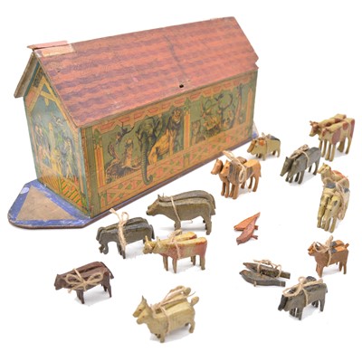 Lot 260 - Victorian toy ark with a selection of painted animals.