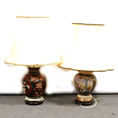 Lot 449 - Two modern Japanese vase table lamps, with shades