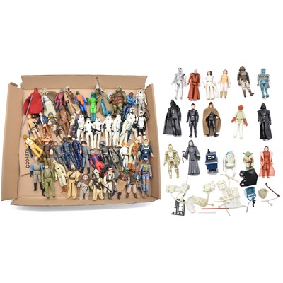 Lot 243 - Sixty-three Star Wars action figures, majority have their original weapons.