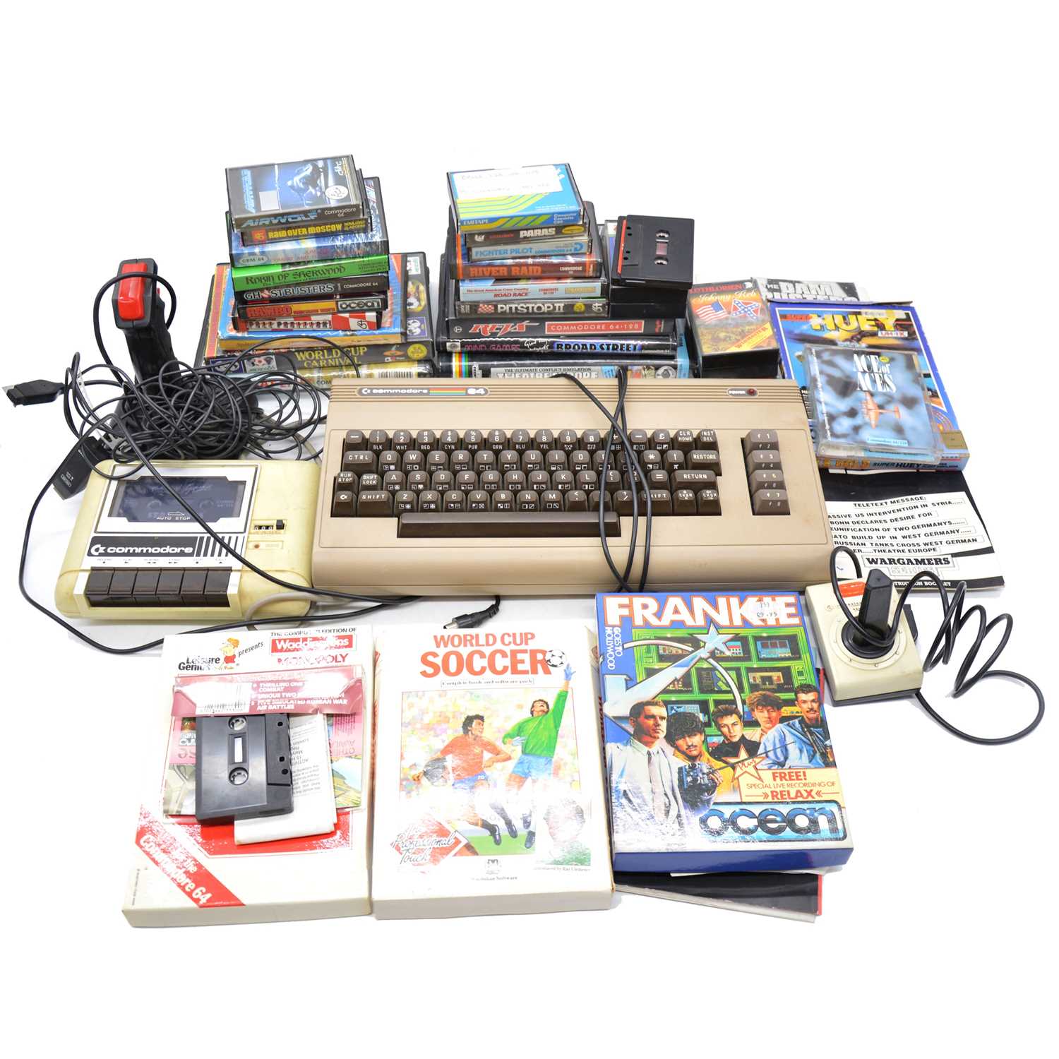 Lot 281 - Commodore 64 computer, joysticks; cassette loader; selection of software and games.