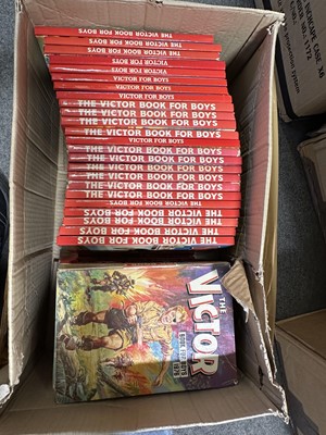 Lot 177 - Thirteen boxes of comic books and annuals