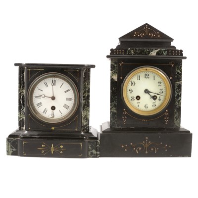 Lot 102 - Two Victorian slate mantel clocks