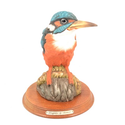 Lot 113 - Leonardo model, Kingfisher, other wooden birds.