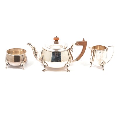 Lot 431 - Silver three piece teaset