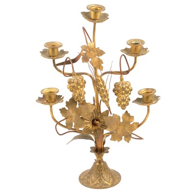 Lot 55 - French gilt metal five light candelabra