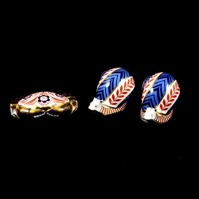 Lot 5 - Three Royal Crown Derby paperweights - two snails and a crab