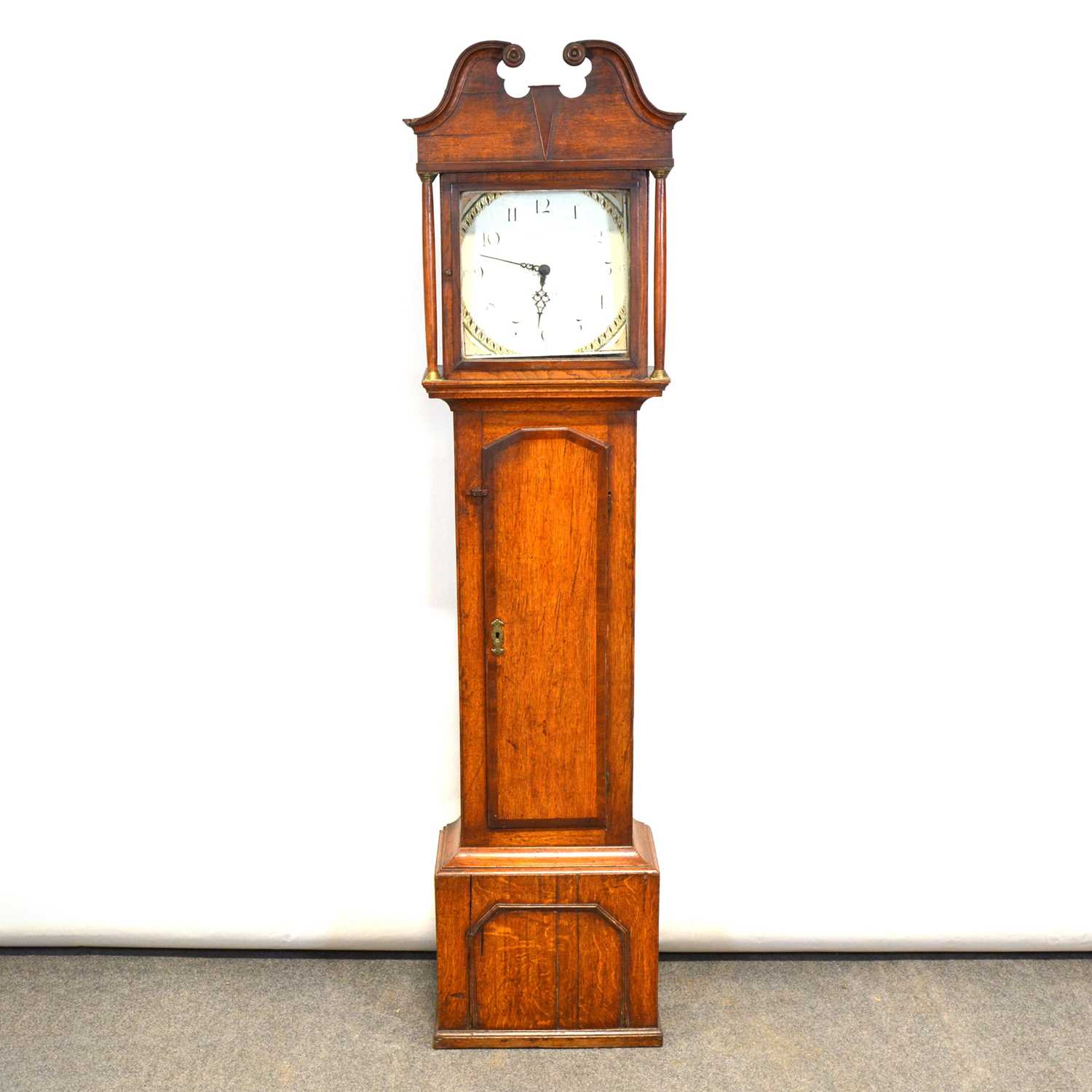 Lot 294 - Oak longcase clock