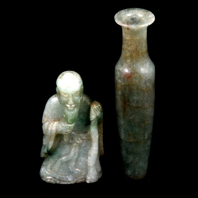 Lot 53 - Chinese jade miniature vase and a figure of an elder
