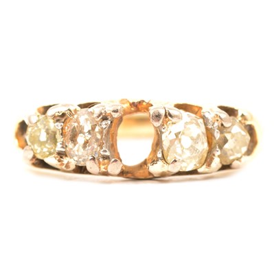 Lot 10 - A diamond five stone ring, one stone missing.