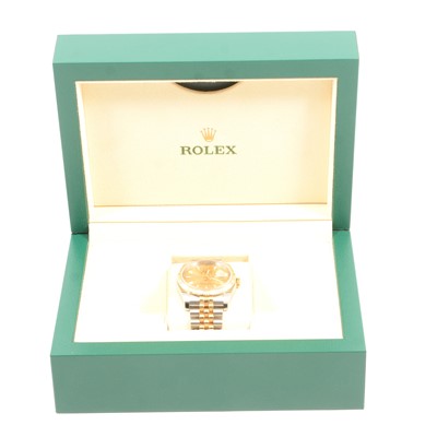 Lot 165 - Rolex - a gentleman's Oyster Perpetual Datejust bi-colour self-winding wristwatch.