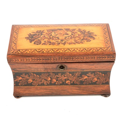 Lot 209 - Victorian rosewood and tunbridge inlaid tea caddy