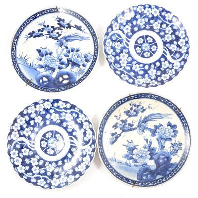 Lot 31 - Two pairs of Japanese blue and white chargers