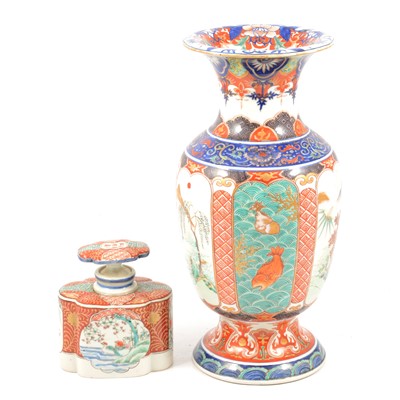 Lot 46 - Japanese Imari vase and a tea caddy
