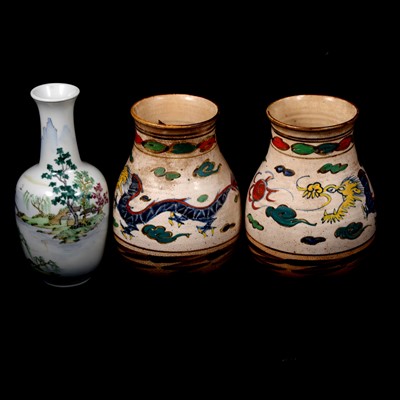 Lot 19 - Pair of Chinese pottery vases, other Asian ceramics