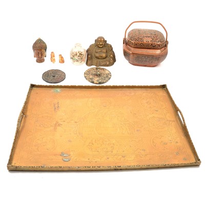 Lot 75 - Chinese brass tray, Buddha, etc.