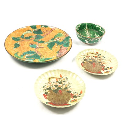 Lot 35 - Japanese pottery charger, etc.