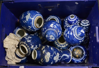 Lot 18 - Quantity of Chinese blue and white prunus ginger jars