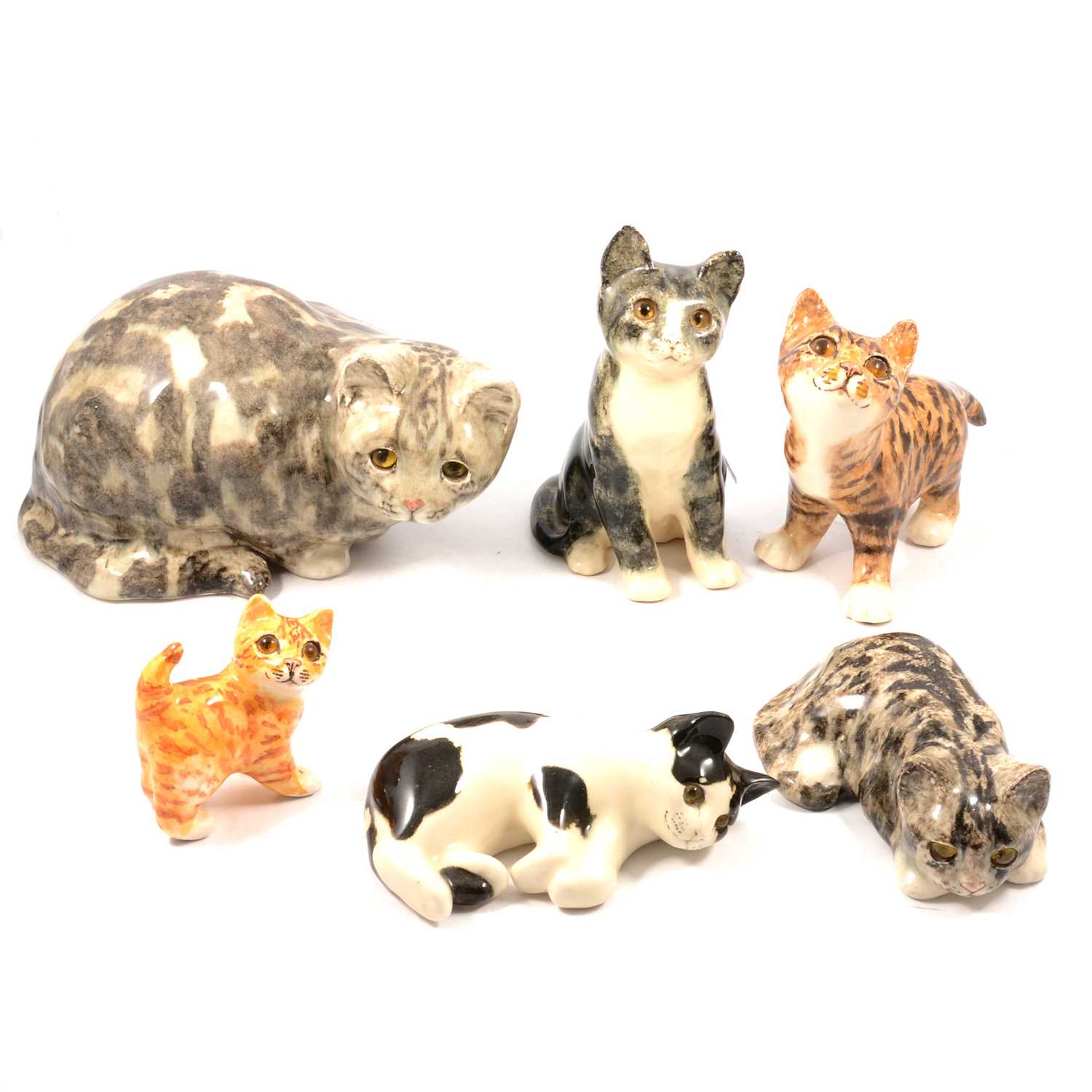 Lot 21 - Six Winstanley cats, various sizes