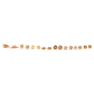 Lot 84 - Eight pairs of gold stud earrings.