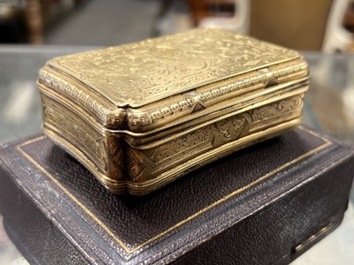 Lot 442 - Victorian silver gilt snuff box, Charles Rawlings & William Summers, London 1854.