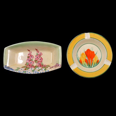 Lot 16 - Clarice Cliff, a 'Crocus' circular ashtray and another Clarice Cliff pin dish