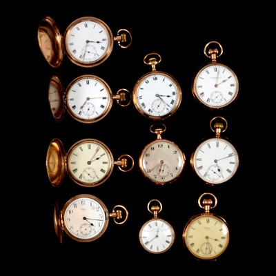 Lot 150 - Ten gold-plated full hunter and open face pocket watches.