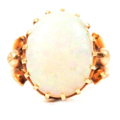Lot 27 - An opal dress ring.