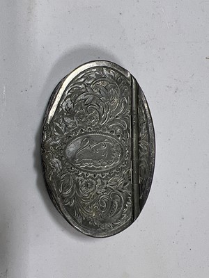 Lot 65 - Victorian white metal engraved snuff box