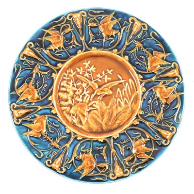 Lot 90 - A majolica pottery charger by Schutz Blansko, Austria, circa 1900