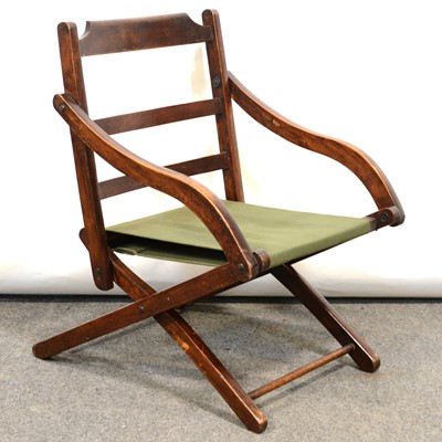 Lot 95 - Small Victorian mahogany folding campaign chair