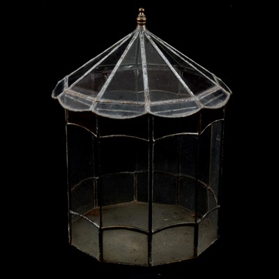 Lot 125 - A clear and red glass terrarium