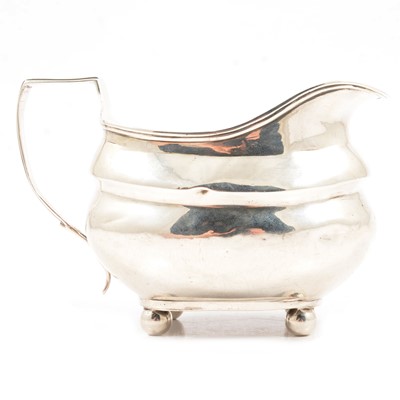 Lot 140 - George III silver barge-shaped cream jug, London 1810