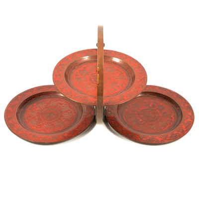 Lot 280 - Late Victorian folding travel cake stand, possibly Indian