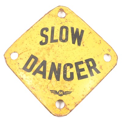 Lot 295 - Yellow and black enamel warning sign 'SLOW DANGER'