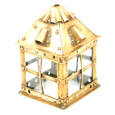 Lot 370 - An Arts and Crafts brass hall lantern